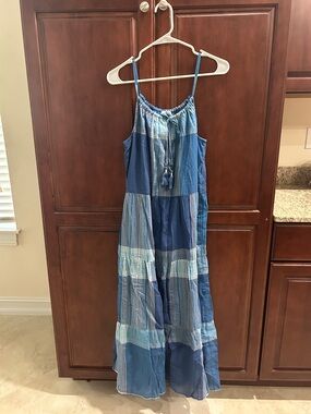 Tommy Bahama Light and Royal Blue Striped Maxi Dress